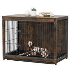 XXL Wooden Dog Crate Heavy Duty Metal Frame Lockable Door W/Movable Tray 3 Usage