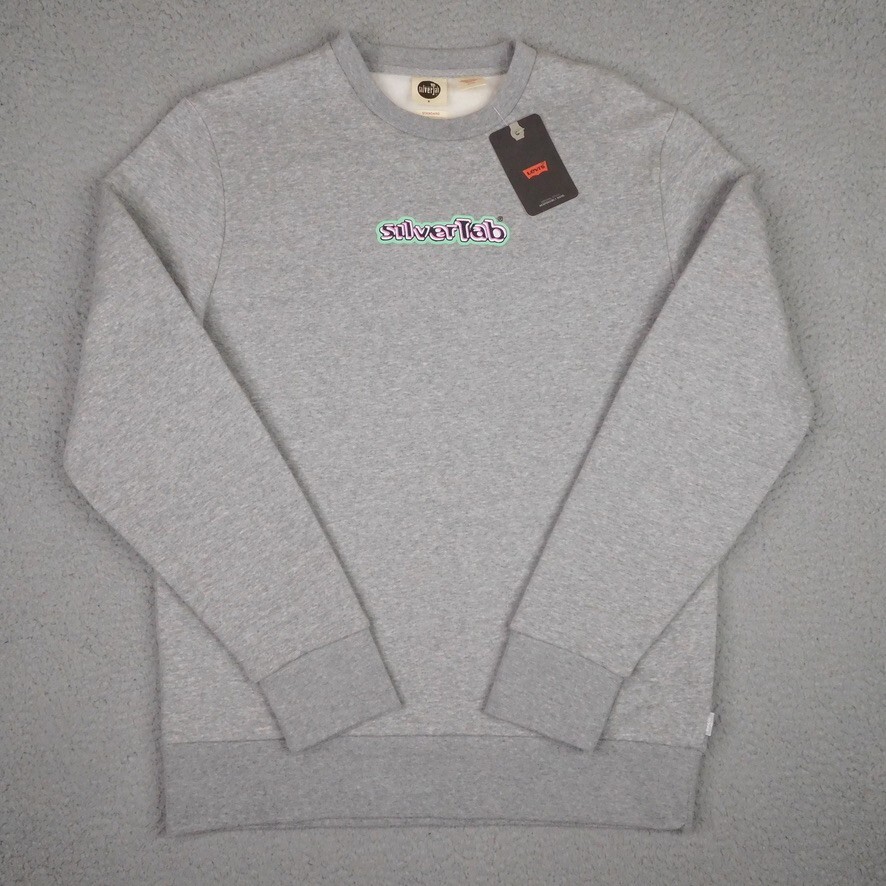 Levis SilverTab Mens Small Gray Crewneck Logo Pullover Sweatshirt NWT 38423