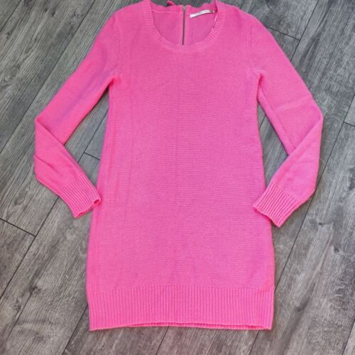 Part Two Pink Knit Longline Jumper/Dress Size Medium Cotton Angora Zip Closure  - Picture 1 of 18