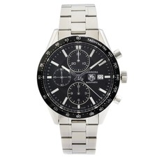 TAG Heuer Carrera 计时码表测速计黑色表盘钢制自动表 cv201e-0