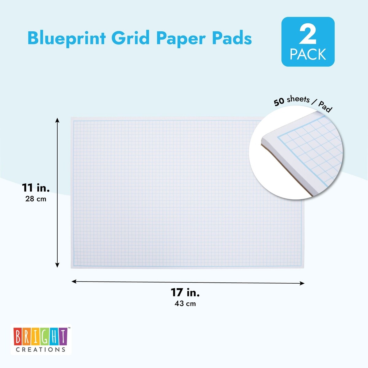 Engineering Graph Paper, 11x17 Grid Notepad, 50 Sheets Each (2 Pads) | eBay