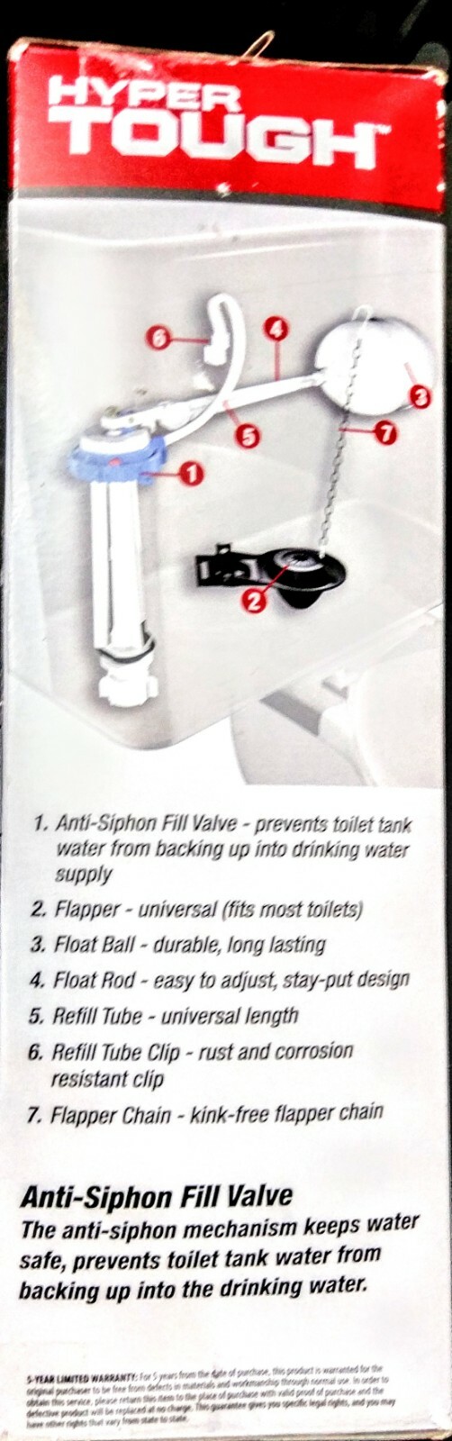 Hyper Tough Fill Valve and Flapper Kit M48E,easy install, adjustable anti-siphon