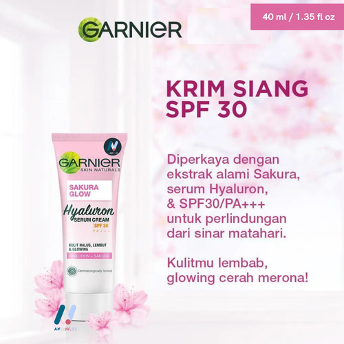 GARNIER Sakura Glow Serum Day Cream SPF30 P+++ UVA UVB Moisturizer Bright 2x40ml - Picture 4 of 23