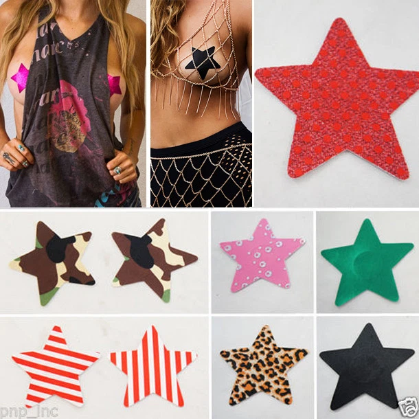 Adhesive Reusable Glittery Star Shaped Burlesque Nipple Pasties Breast  Covers US