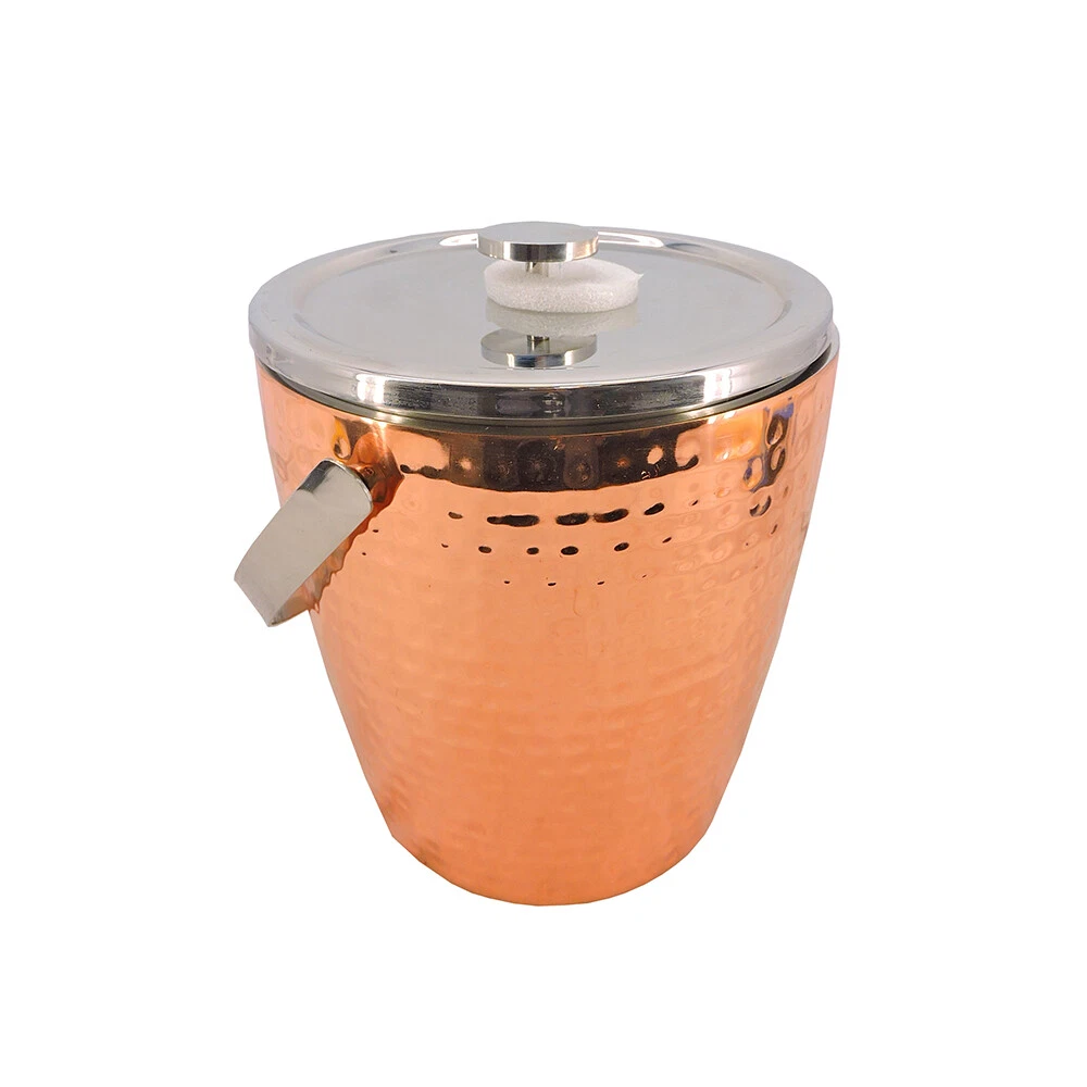 Hammered copper ice hot sale bucket with tongs