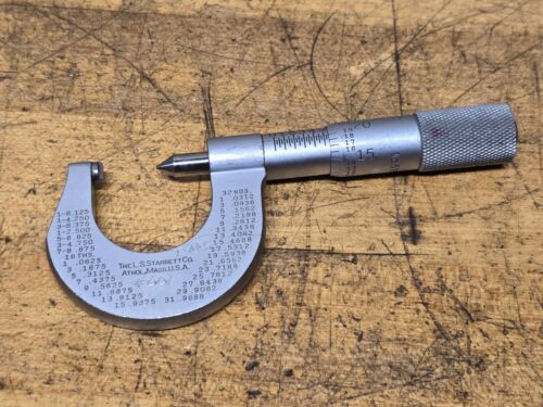 Starrett #575 0-1" V. & AMER NAT. 14-18P Screw Thread pitch micrometer .0001"