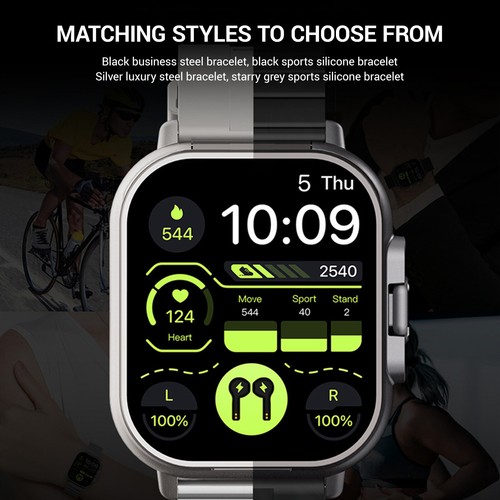 Smartwatch Damen Herren Fitnessuhr Armbanduhr mit Kabellose Bluetooth Kopfhörer - Zdjęcie 7 z 28