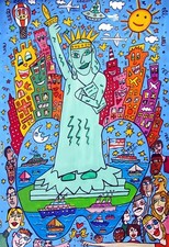 Original painting,gouache art, New York, statue of liberty,big apple