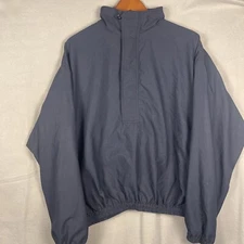 Vintage Roche Windbreaker Mens Large Blue Micro Check Golf Half-Zip Made In USA