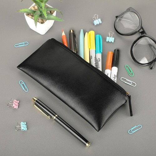 Federmäppchen schwarz Federtasche PU Leder Stift - Bild 4 von 4