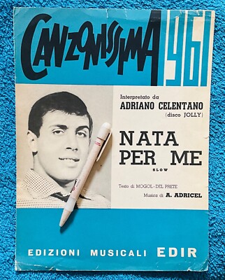 ADRIANO CELENTANO Rare MAXI MUSICAL SCORE Jolly BORN FOR ME Song '61
