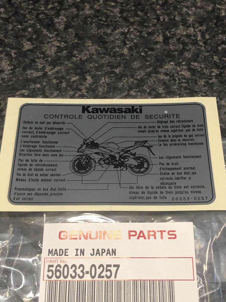 French ZX-6R NINJA New Genuine KAWASAKI Daily Safety Check Decal