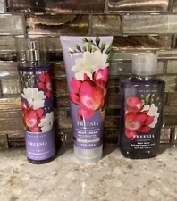 Bath & Body Works FREESIA ~ Mist, Body Cream & Shower Gel Lot of 3 FREE SHIPPING