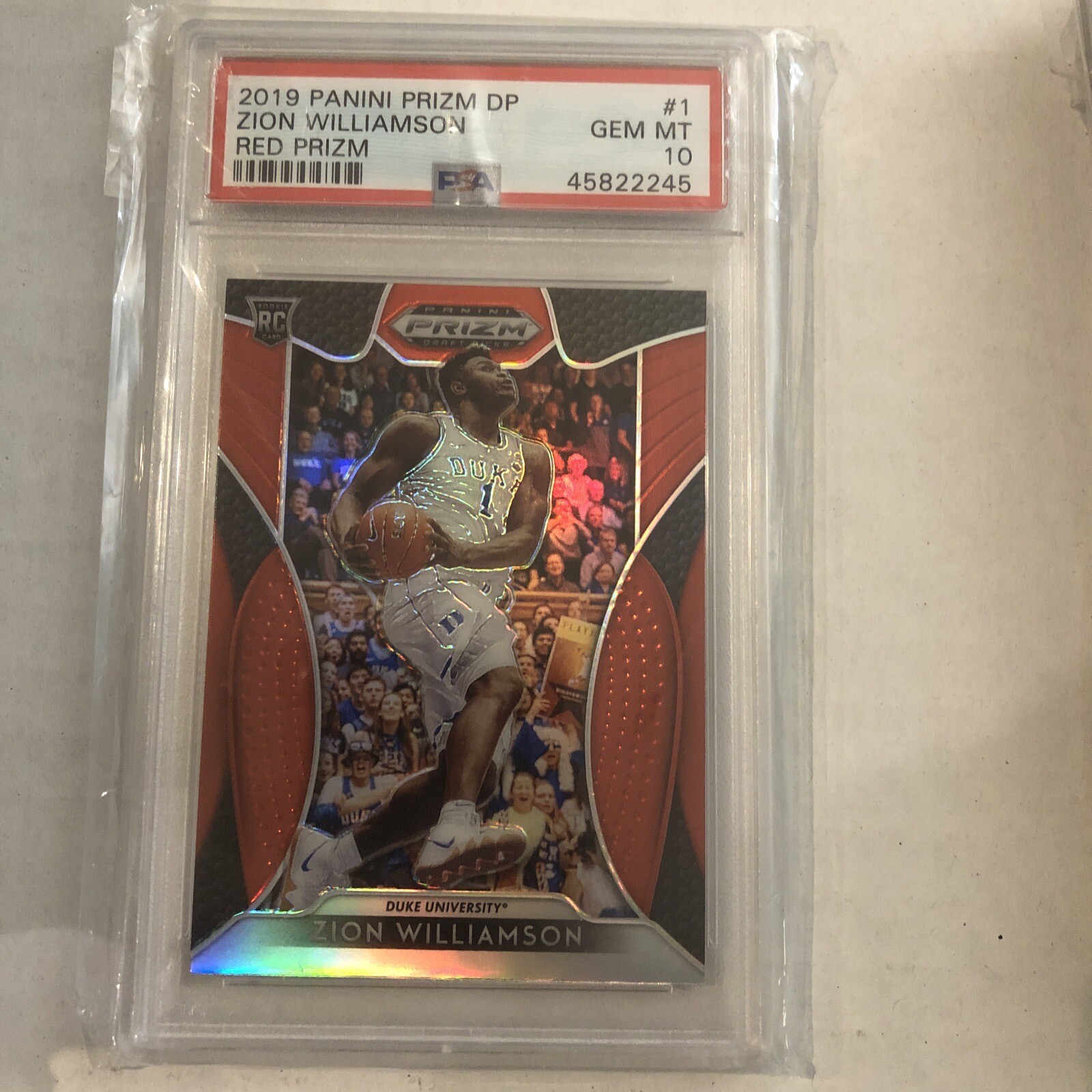 2019 Panini Prizm Draft Picks Red Prizm ZION WILLIAMSON Rookie PSA 10 GEM MINT