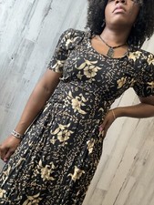 Vintage Multicolored Print Lace Up Detail Sundress Women’s Size Medium Rayon 