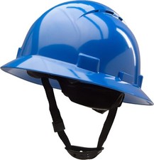 6 Points Blue  Full Brim Hard Hat with with Fas-trac Suspension