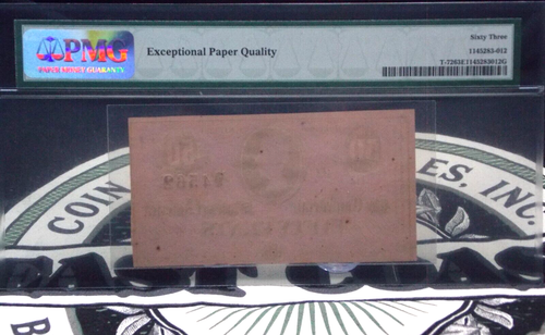 1864 Confederate States of America 50c CSA T-72 PMG 63 EPQ #012 CU ECC&C, Inc. - Picture 4 of 5