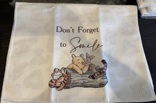 New Set 2 Winnie The Pooh Waffle Weave Dish Towels Dont Forget To Smile