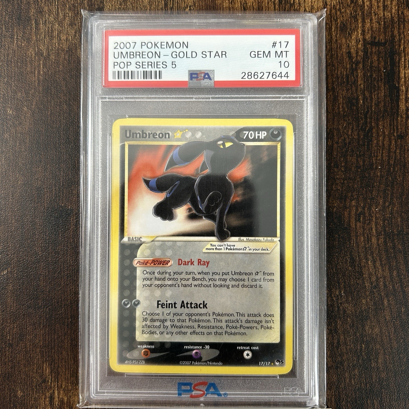 2007 Pokemon Pop Series 5 Gold Star Umbreon Holo PSA 10 17/17