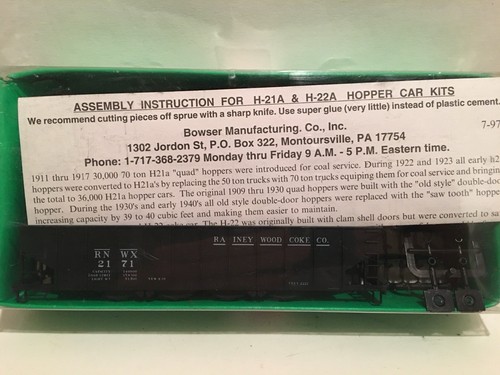 HO Bowser 54113 Rainey Wood Coke Co H-21 Clamshell Tolva de Carbón Kit de Coche RNWX 2171 | Zustand: New