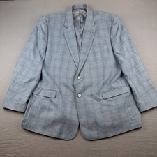 Oak Hill Blazer Jacket Men's Size 3XLT 54-56 Sport Coat Windowpane Blue 2 Butt