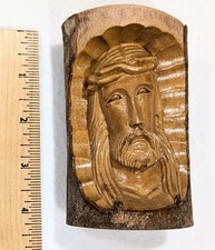 Hand Carved Jesus Head in Wood (Olive?) Crown of Thorns 4.5