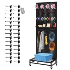 Metal Pegboard Display Stand with Baseplate, Two Separately Pegboard Panels, ...