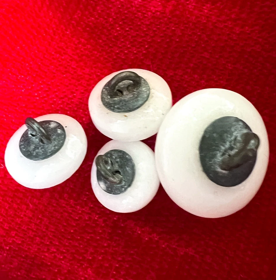4 botones antiguos de polaina de cono de China blanca de vidrio de cerámica vástago de metal vintage Foto 2 de 4