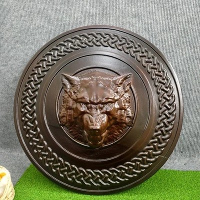 Vintage Look 24'' Handmade Designers Wolf Wooden Shield For Home Wall Decor