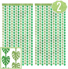 Jungle Leaf Foil Curtain - Set of 2, 3X7 Ft  Safari Theme Party Decorations, Zo
