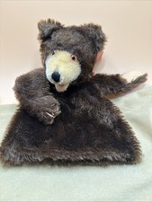 Vintage 9 1/2" Steiff Germany Brown Mohair Teddy Bear Hand Puppet