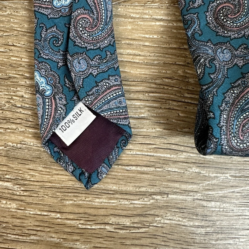 Gant Edición Limitada Seda Paisley Hecho en EE. UU. Turquesa/Marate Carrera Preppy Foto 3 de 3