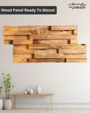 23”x12” Solid Wood Wall Panel – Decorative 3D Wooden Art Panel – Ready to Mount