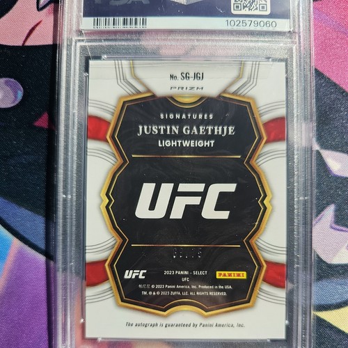 2023 Panini Select UFC Justin Gaethje Auto Blue Prizm Holo Autograph /75 PSA 9 - Picture 2 of 2