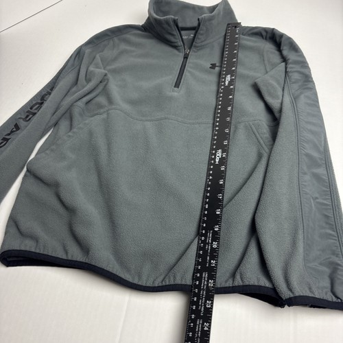 Under Armour Boys Youth Large Pullover Fleece Jacket Collar 1/4 Zip Gray Winter - Picture 5 of 8