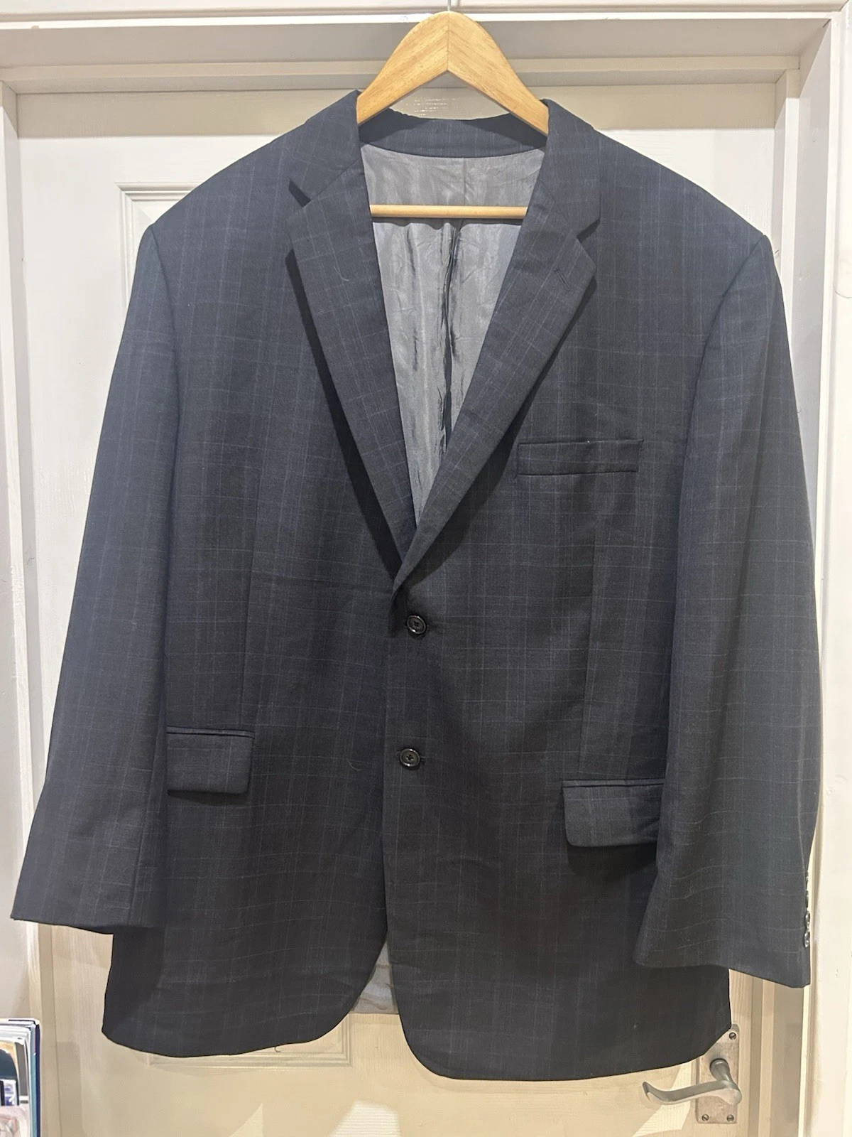 CALVIN KLEIN Mens 2 Button Blazer Jacket UK 48R 2 Dark Grey, Pure New Wool(bg22)