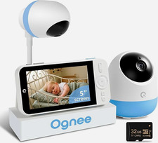 Ognee Baby Monitor with Camera and Audio, 24h Recording Playback 32GB