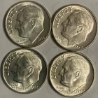 LOT OF FOUR ROOSEVELT 90% SILVER DIMES (au-bu) :: 1946 1952-D 1952-D 1954