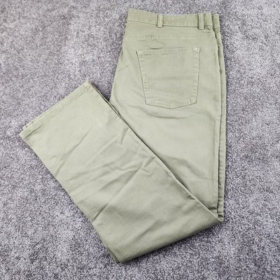 LL Bean Outdoors Pants Mens W38xL32 Gray Canvas Utilty Outdoor Oilve Green