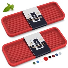 Kitchen Silicone Sink Organizer Tray, Sponge Holder for Sink Caddy Red 6