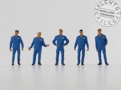 Vollmer 2355 personaggi scala N 1:160: set di 5 operai in tuta blu da fabbrica | Condition: Nuovo