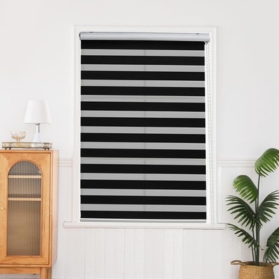 QiBoYuYe Zebra Rollo Verdunkelungsvorhang, Alukassette 60x150cm schwarz