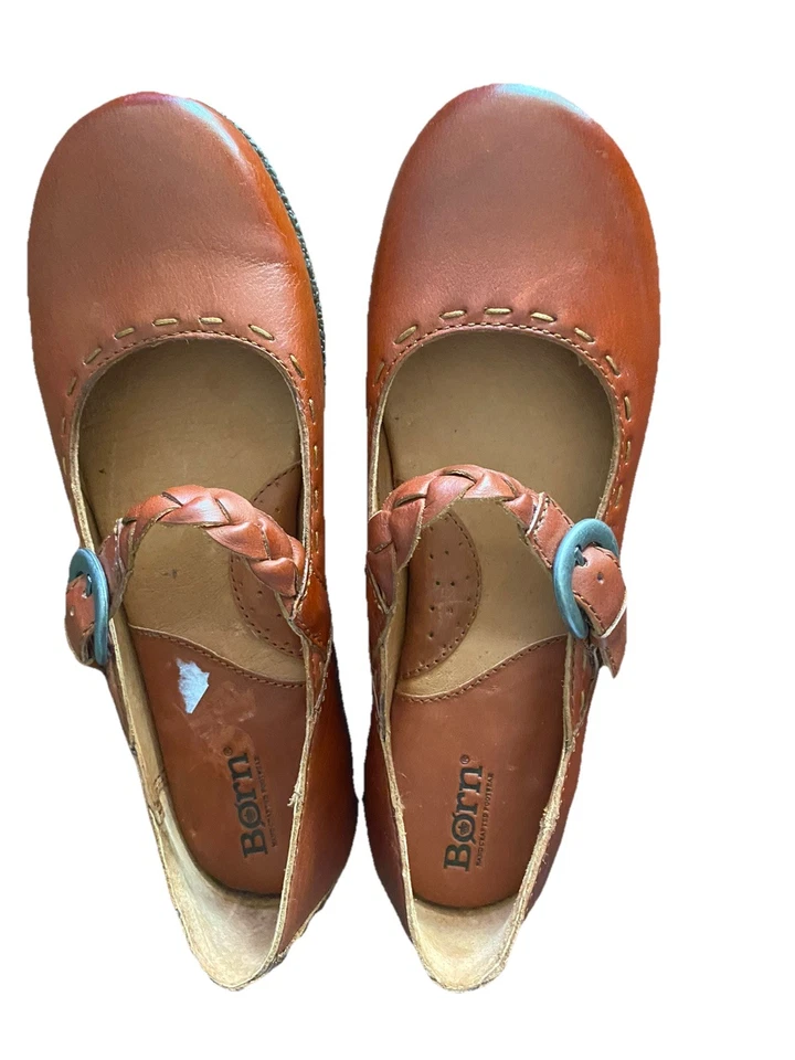 Zapatos Mary Jane BORN, para mujer de cuero nobuck marrón, talla 8. Foto 4 de 4