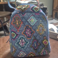 Vera Bradley Lunch Bunch Insulated Lunch Bag w/ Handle, Geometric Blue Multi