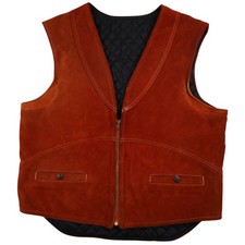 Vintage ABC for Kawasaki Mens Large Suede Leather Riding Vest Brown