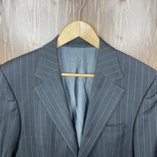 Hugo Boss Turkey Made Sport Coat Mens 38R Gray Striped Virgin Wool Double Vented