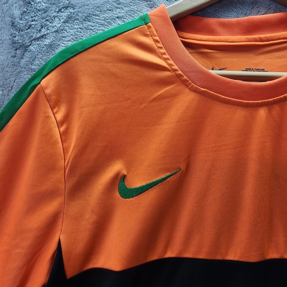 Camiseta de fútbol Nike para hombre camiseta grande Dri Fit top camuflada naranja negra fútbol usada en excelente estado Foto 3 de 4