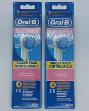 8x Oral-B Sensitive Clean Replacement Brush Heads 8 pcs (2x4 pack) White