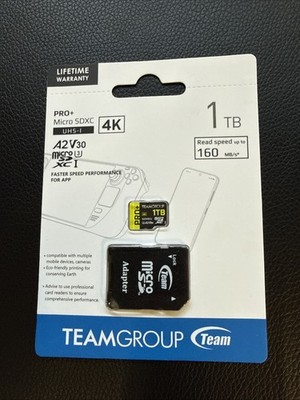 Team 1TB Pro+ microSDXC UHS-I/U3 Class 10 Memory Card with Adapter, compatible w