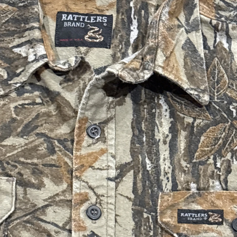 Camisa De Colección Marca Rattlers Para Hombre Grande Camuflada Polar Abotonada Caza EE. UU. 90s Foto 2 de 4